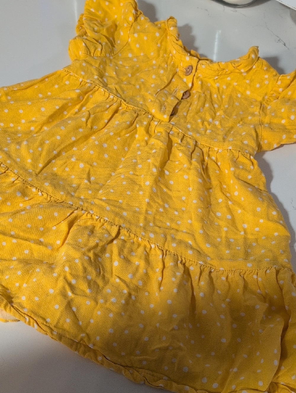 wonder nation Yellow Polka Dot Tiered Dress